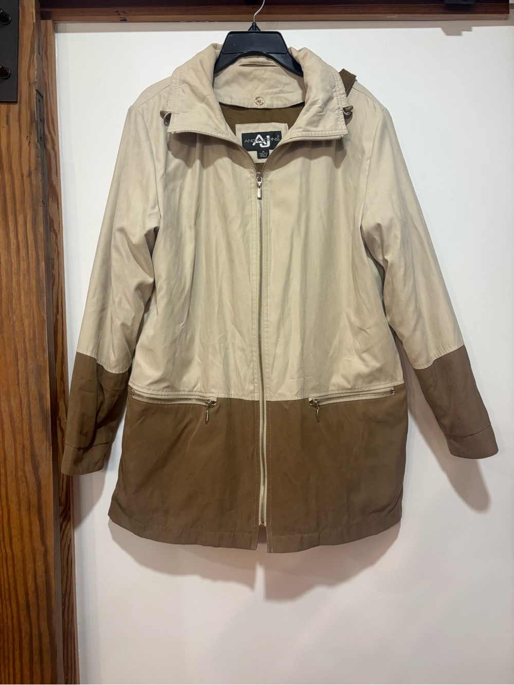 AJ Andy John’s Tan and Beige Jacket With Removable Lining and Hood